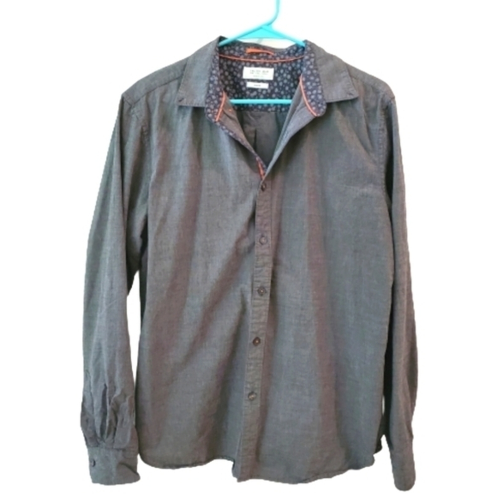 Cactus Long Sleeve Gray Slim Fit Shirt Large